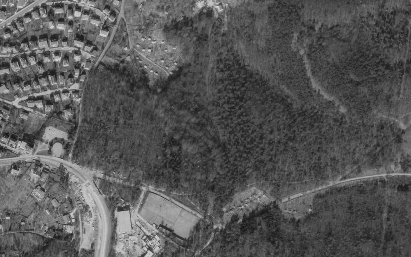 Luftbildaufnahme der Gartenanlage um 1960